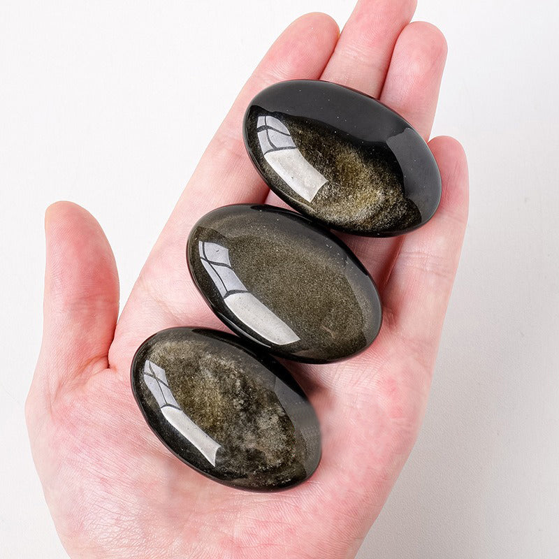 Golden Obsidian Palm Stone - Emotional Balance, Spiritual Awakening & Protection