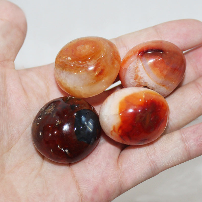 Red Agate Round Palm Stone - Protection, Courage, Balance & Aesthetics