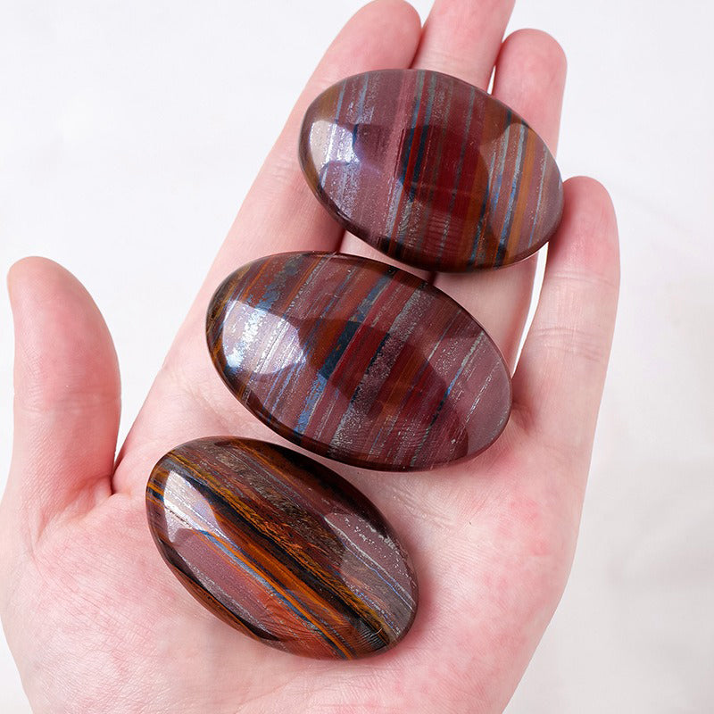 Red Iron Tiger Eye Palm Stone - Ignite Courage, Balance Emotions & Unleash Creativity