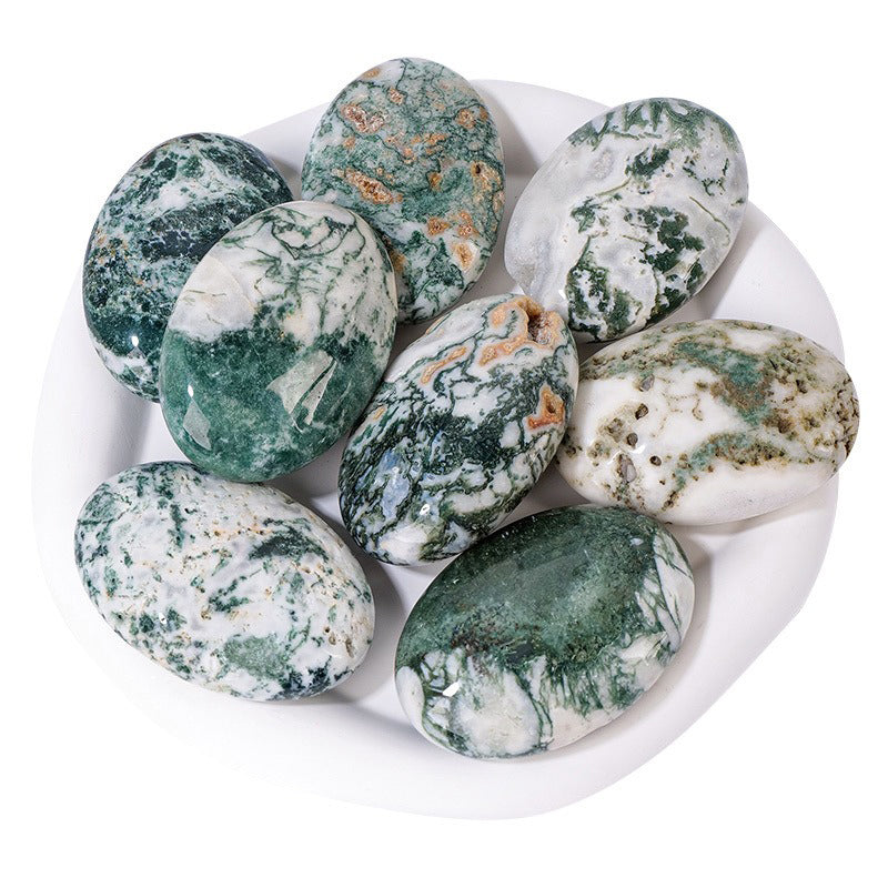 Moss Agate Palm Stone - Emotional Relief, Self-Reflection & Wealth Attraction