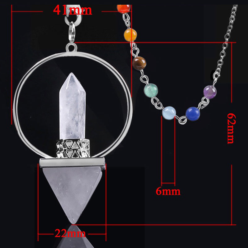 Natural crystal pyramid pendulum with seven-stone bead chain - the mysterious power of witch magic