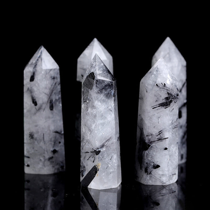 Black Rutilated Quartz Tower - Absorb Negative Energy, Enhance Confidence