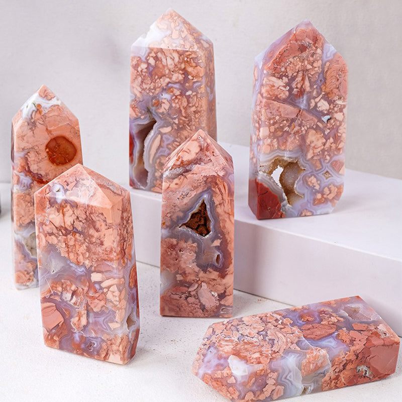 Pink Agate Tower - Exorcise Evil Spirits and Enhance Your Charm