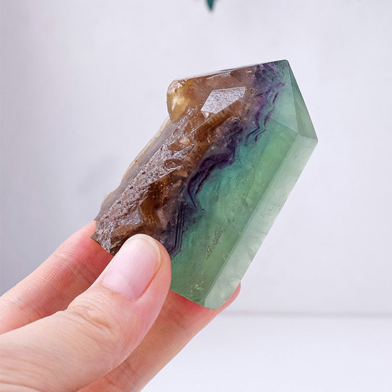 Green Fluorite Tower with Leather- Balance Energy, Restore Mental Health, Enhance Intuition