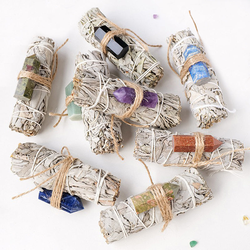 White Sage Smudge Stick with Crystal tower - Enhance Spirituality & Purify Your Space