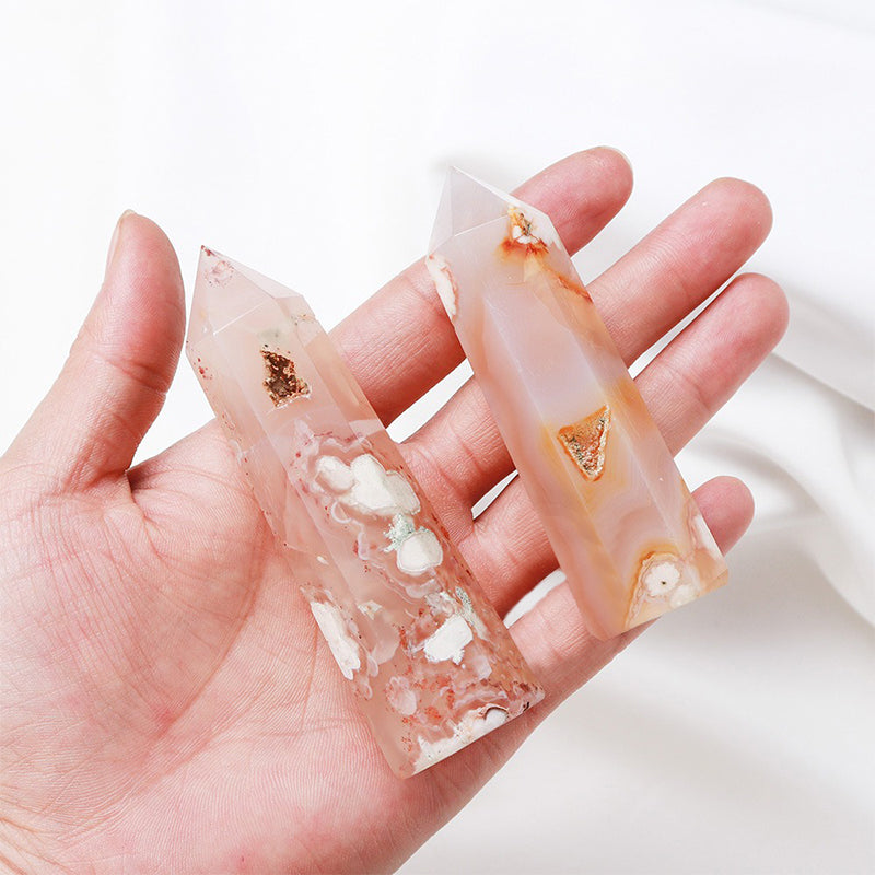 Cherry Blossom Agate Tower - Embrace Friendliness, Love and Balance