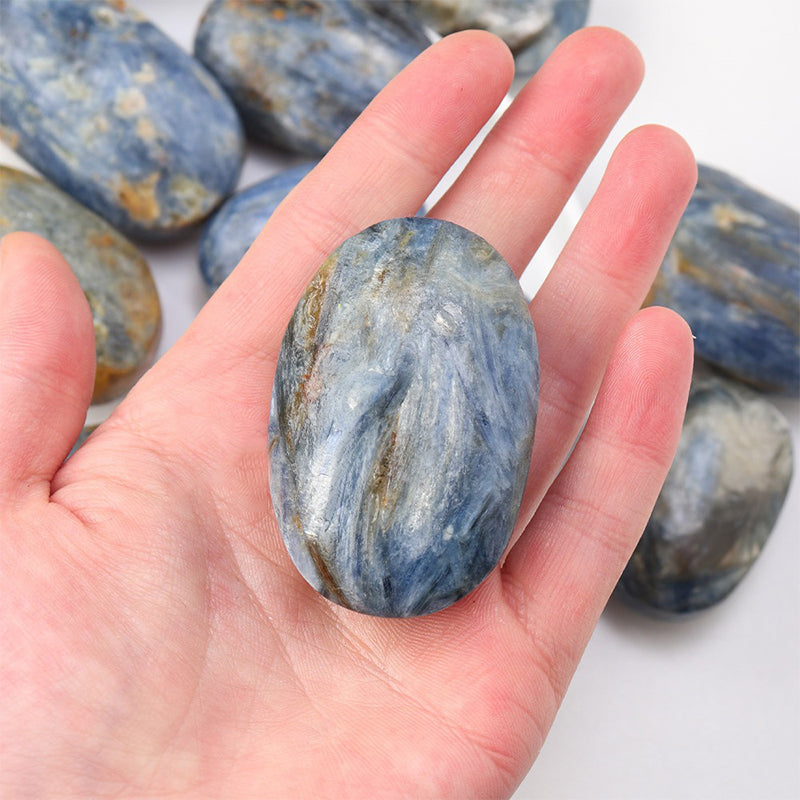 Blue Kyanite Palm Stone - Emotional Balance, Spiritual Awakening & Communication