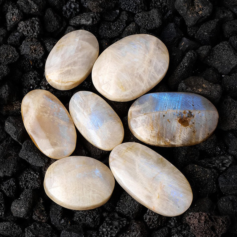 Moonstone Palm Stone - Emotional Balance, Spiritual Awakening & Protective Shield