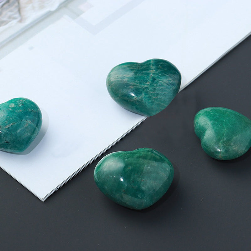 Amazonite Stone Heart Palm Stone - Emotional Regulation, Communication&Creativity