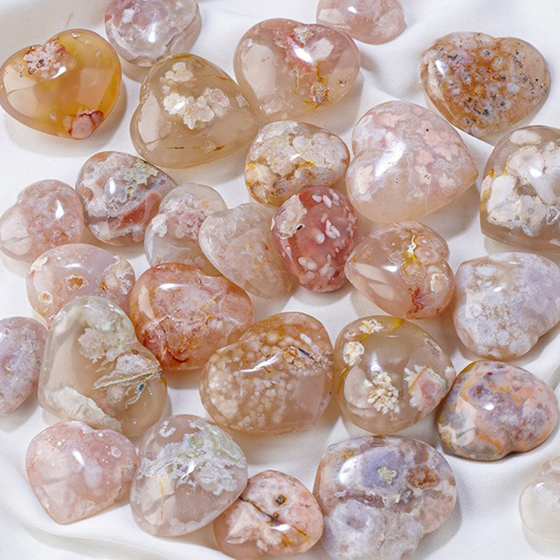 Cherry Blossom Agate Love Palm Stone - Journey into Bliss, Identity & Inner Serenity