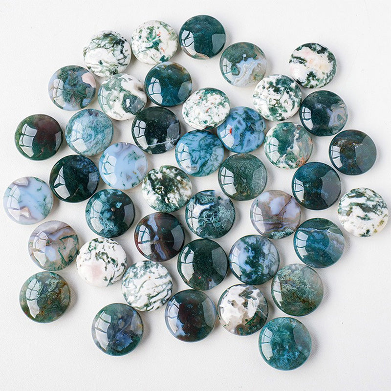 Moss Agate Round Palm Stone-Emotional Relief & Wealth Attraction