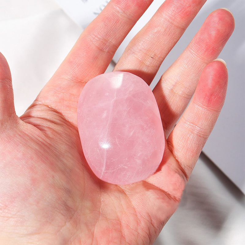 Rose Quartz Palm Stone - Emotional Balance & Spiritual Healing