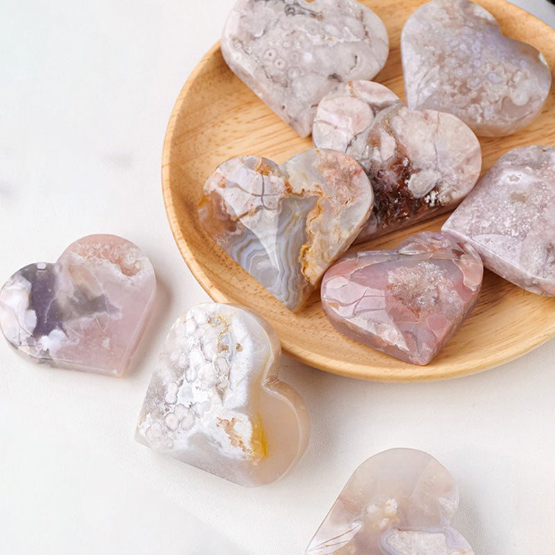 Cherry Blossom Agate Love Palm Stone - Journey into Bliss, Identity & Inner Serenity