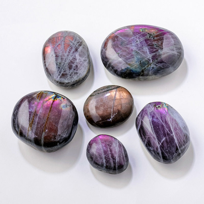 Purple Labradorite Palm Stone - Emotional Balance, Spiritual Awakening & Social Charm