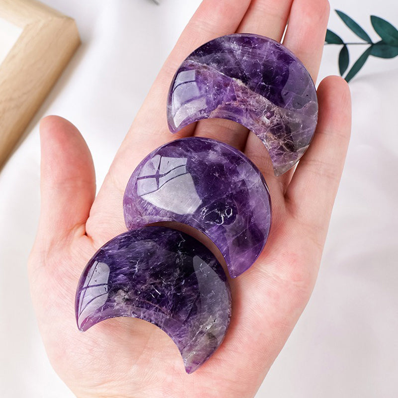 Fantasy Amethyst Moon Palm Stone - Emotional Stability, Spiritual Enhancement