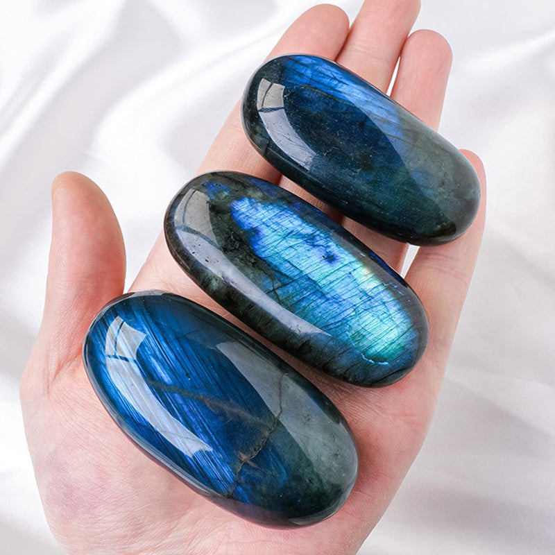 Blue Labradorite Palm Stone - Emotional Balance, Creativity & Protection