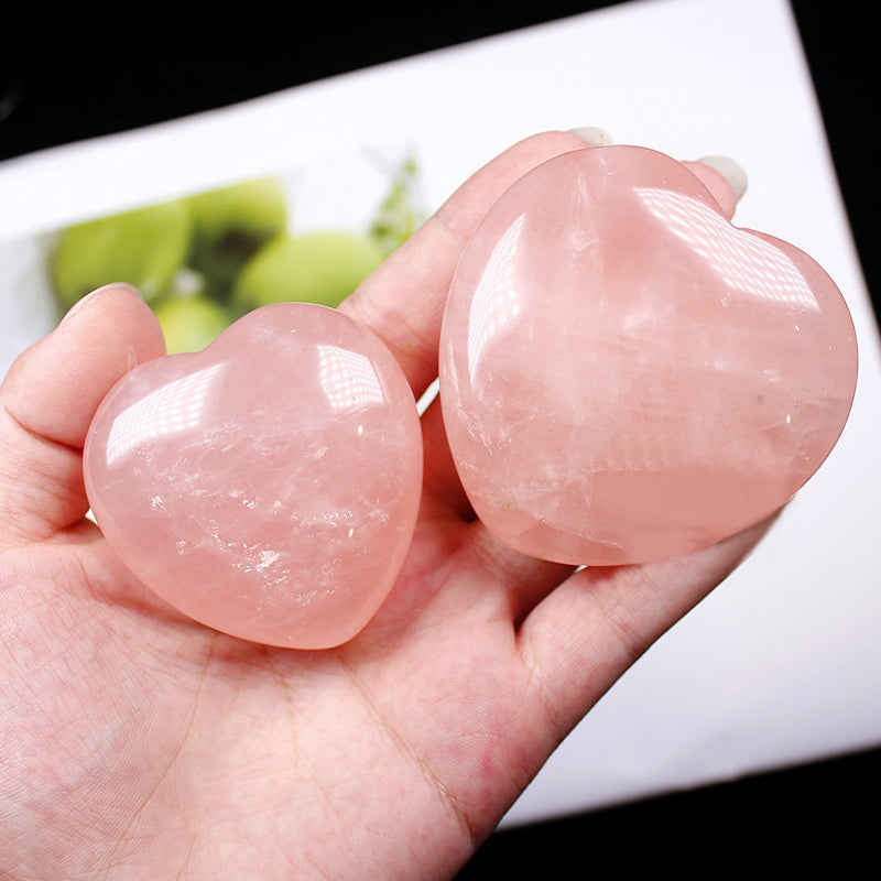 Rose Quartz Heart Palm Stone - Emotional Healing & Spiritual Enhancement