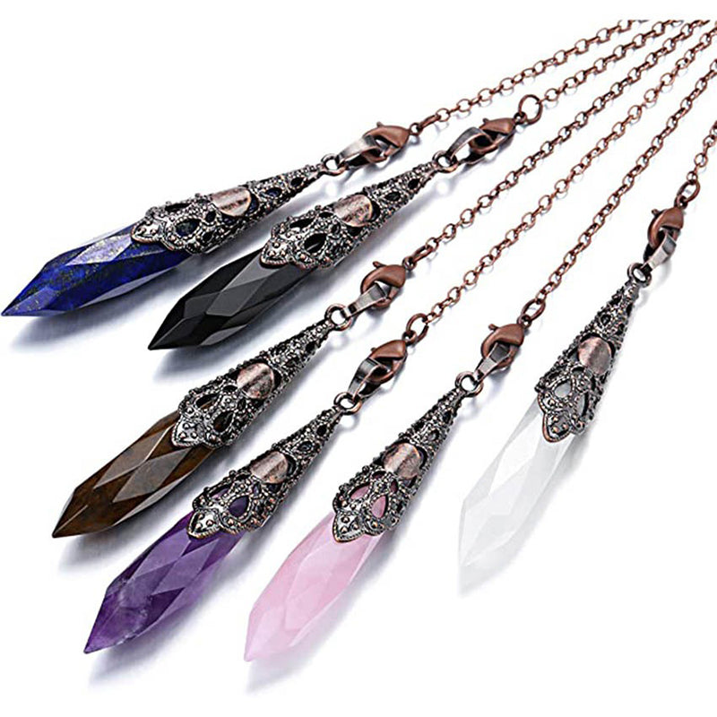 Classical Mystery: Natural Crystal Diamond Faceted Pendulum - The Magical Key to Witches' Magic