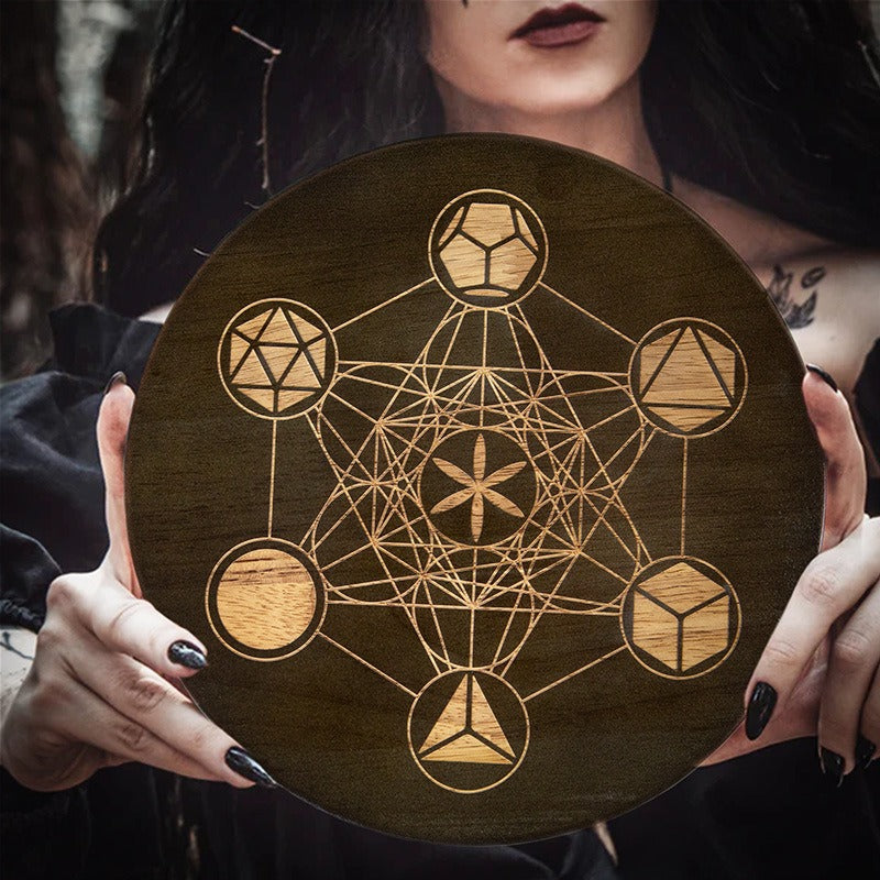 Witch's Treasure: Double-Sided Engraved Crystal Grid Ritual Plate, Meditation Astrolabe