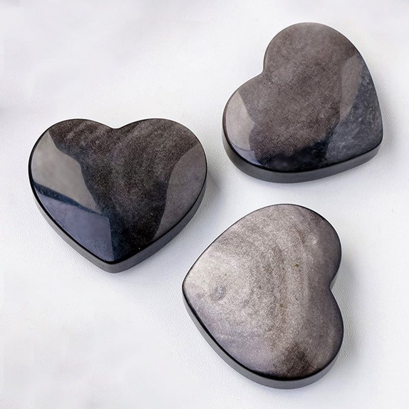 Silver Sheen Obsidian Palm Stone - Emotional Regulation, Self-Awareness & Protection