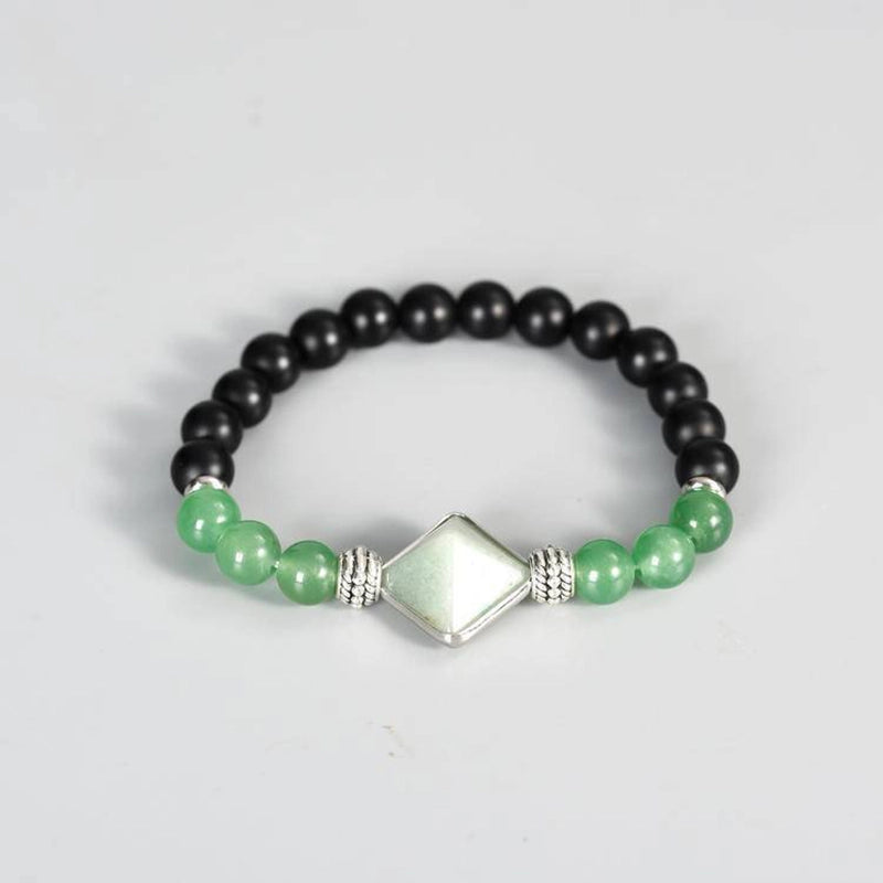 Pyramid Crystal Bracelet - 8mm Energy Jewelry with Clear Quartz & Tiger Eye | Roline Crystal