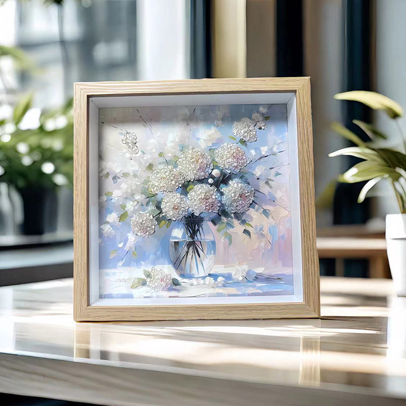 Clear Quartz and Pink Quartz Framed Crystal Art-Rose Crystal Blooming Painting