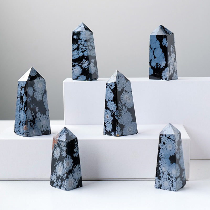 Snowflake Obsidian Tower - Negative Energy Eliminator & Luck Enhancer