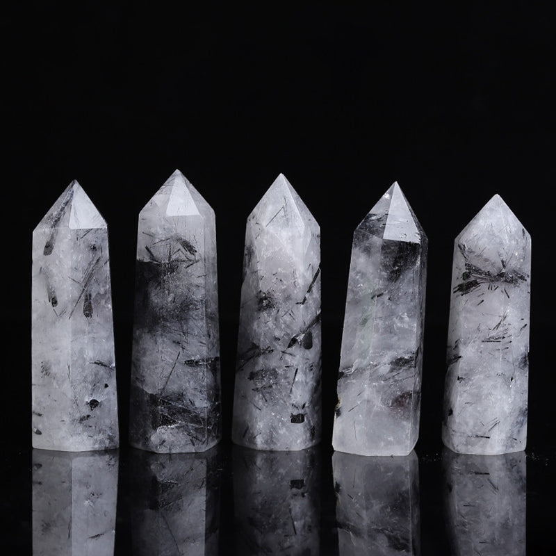 Black Rutilated Quartz Tower - Absorb Negative Energy, Enhance Confidence