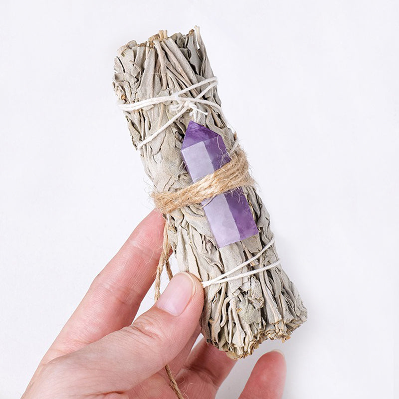 White Sage Smudge Stick with Crystal tower - Enhance Spirituality & Purify Your Space