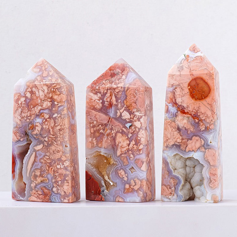 Pink Agate Tower - Exorcise Evil Spirits and Enhance Your Charm