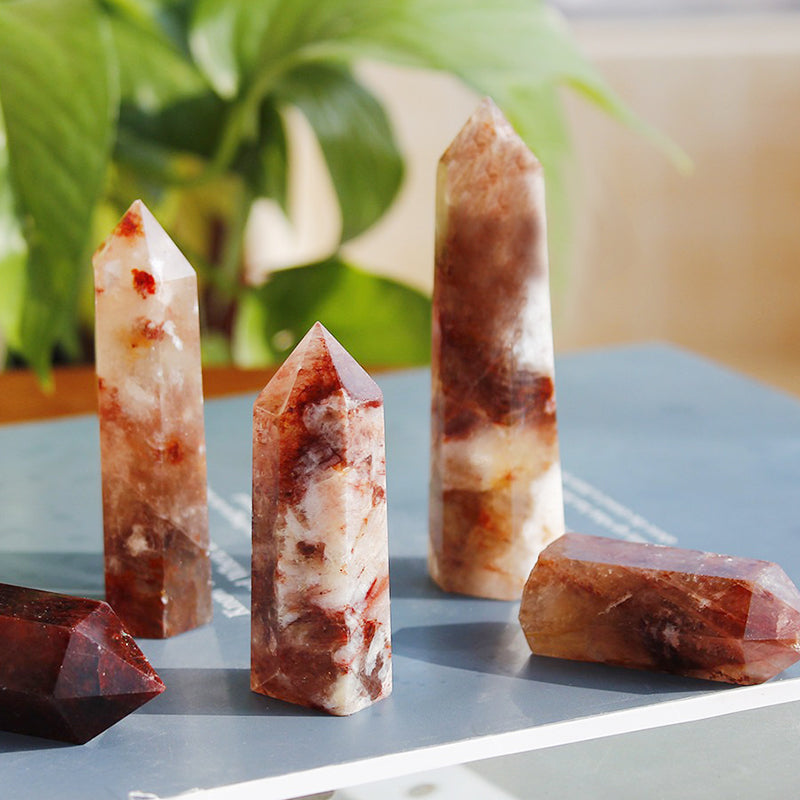 Red Flower Agate Tower - Enhance Tolerance & Empathy, Purify Aura, Bring Positive Energy