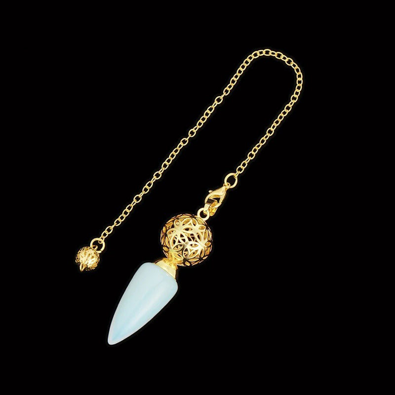 Natural crystal pendulum - bullet-shaped design, hollow circle, special for witch magic