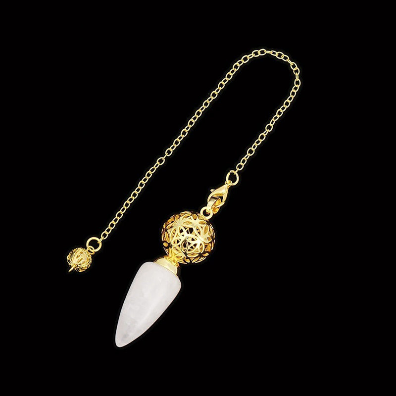 Natural crystal pendulum - bullet-shaped design, hollow circle, special for witch magic