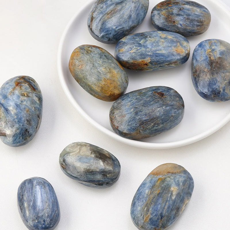 Blue Kyanite Palm Stone - Emotional Balance, Spiritual Awakening & Communication