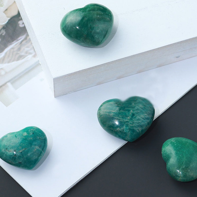 Amazonite Stone Heart Palm Stone - Emotional Regulation, Communication&Creativity