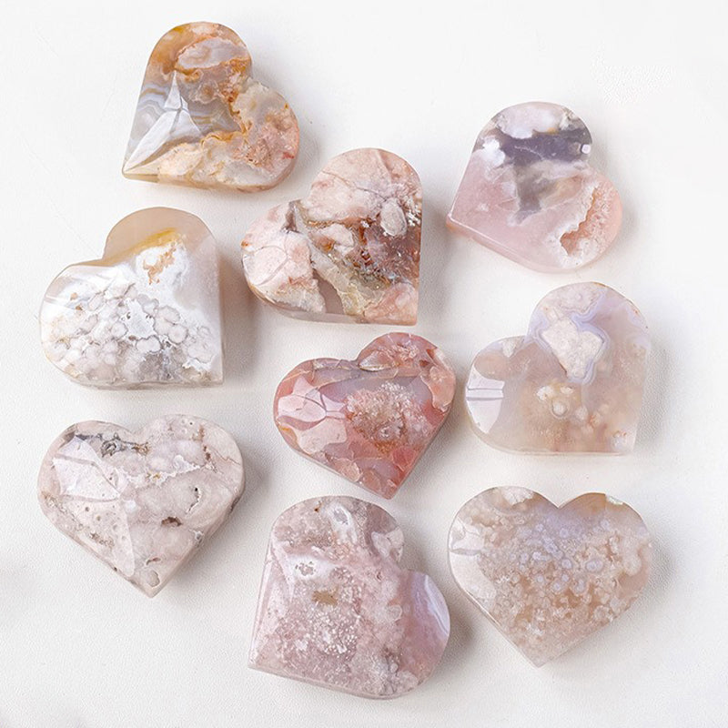 Cherry Blossom Agate Love Palm Stone - Journey into Bliss, Identity & Inner Serenity