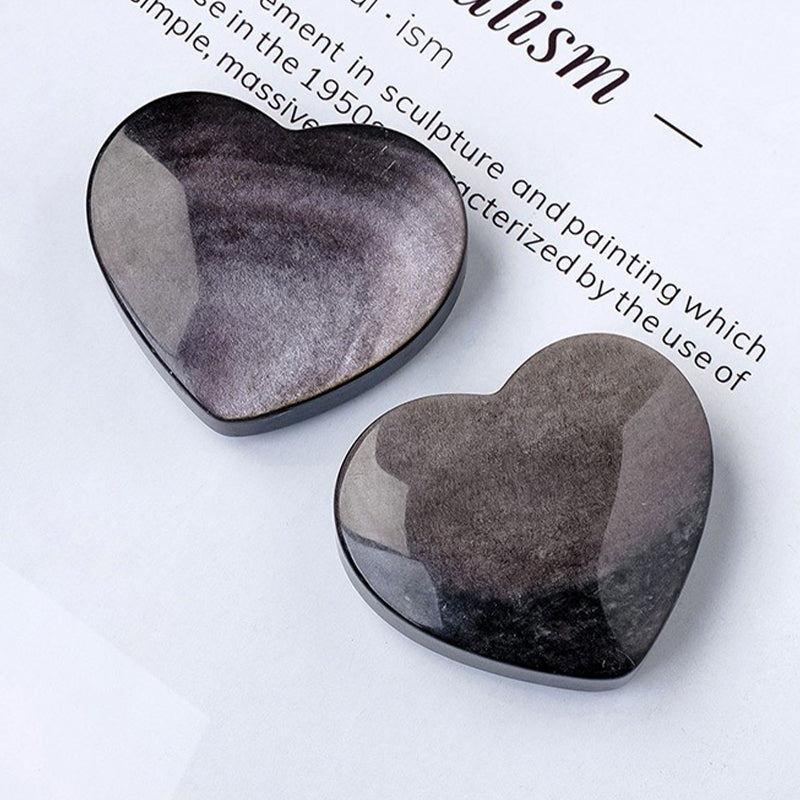 Silver Sheen Obsidian Palm Stone - Emotional Regulation, Self-Awareness & Protection