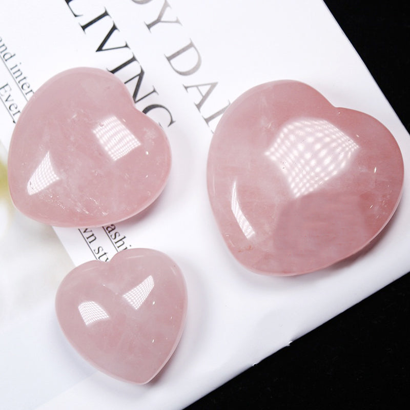 Rose Quartz Heart Palm Stone - Emotional Healing & Spiritual Enhancement