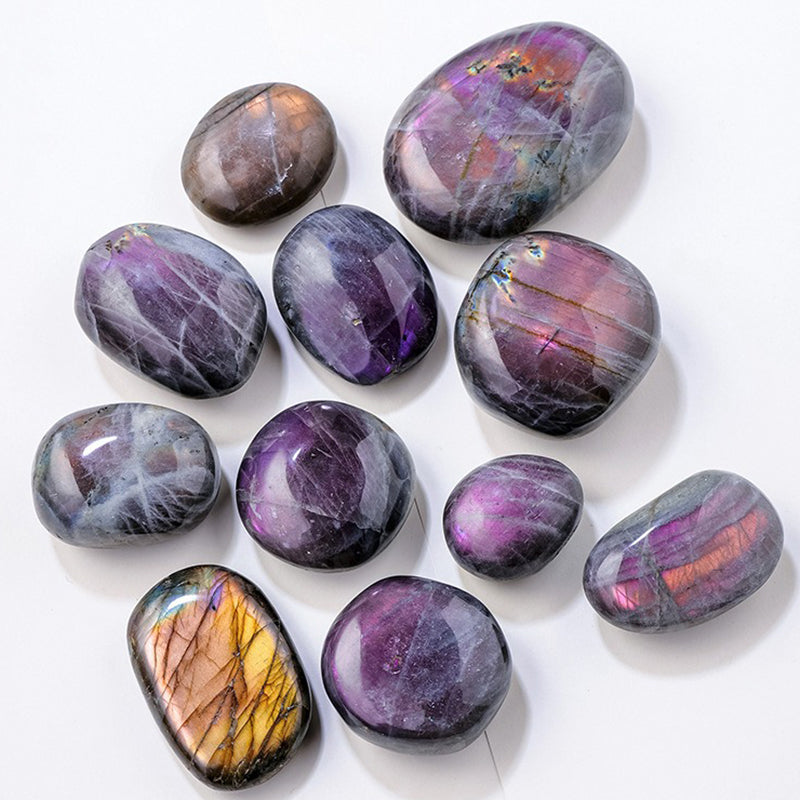 Purple Labradorite Palm Stone - Emotional Balance, Spiritual Awakening & Social Charm