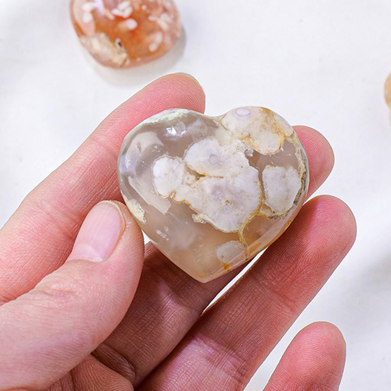 Cherry Blossom Agate Love Palm Stone - Journey into Bliss, Identity & Inner Serenity