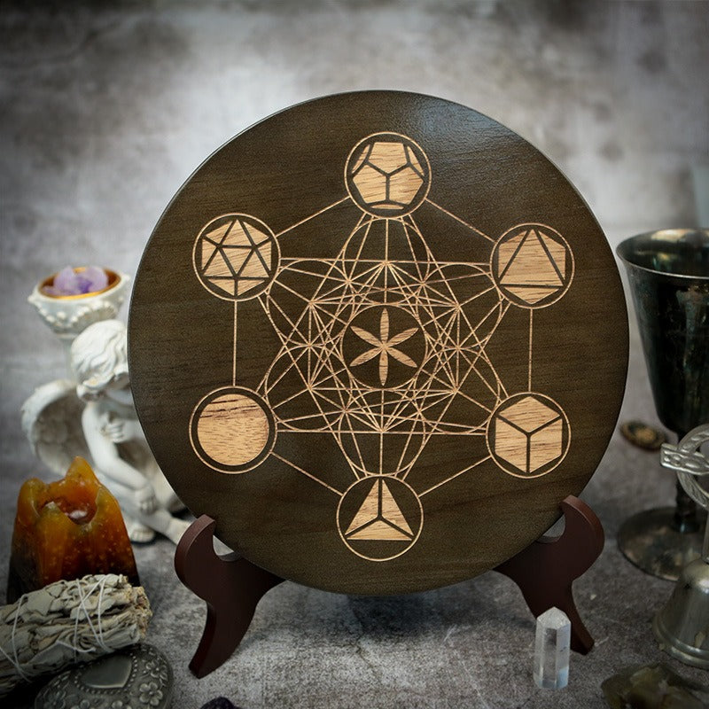 Witch's Treasure: Double-Sided Engraved Crystal Grid Ritual Plate, Meditation Astrolabe