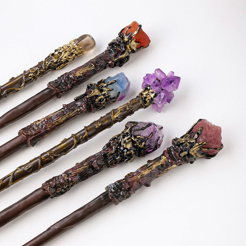 Crystal Magic Wand，Handmade Quartz Crystal Wand