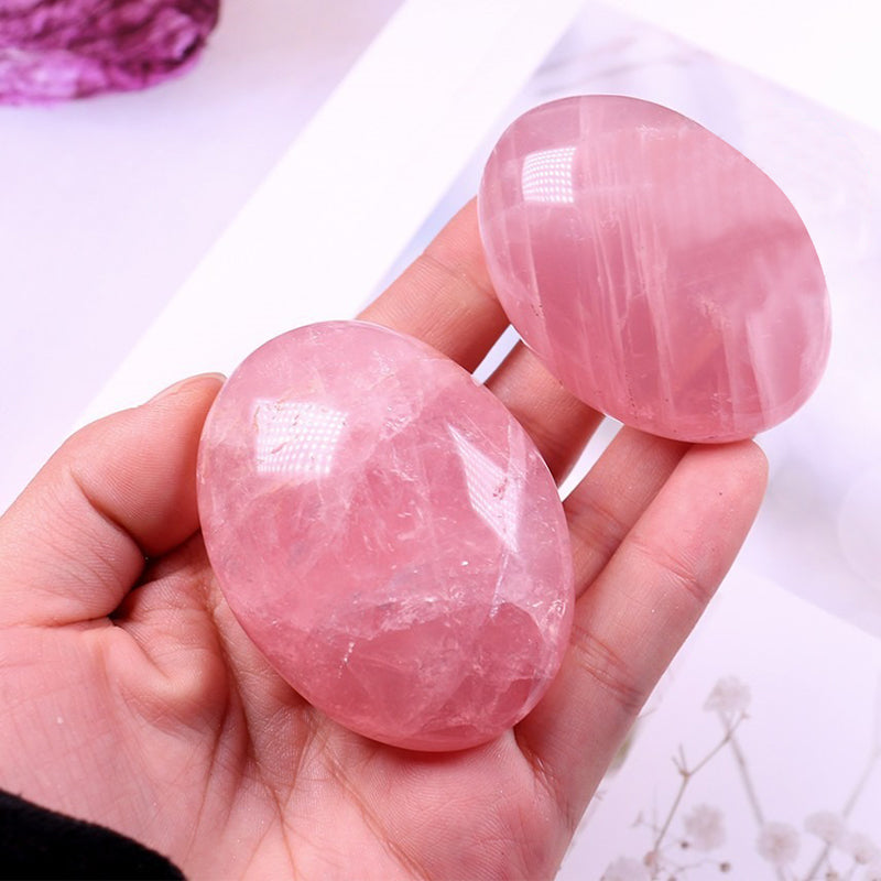 Madagascar Rose Quartz Palm Stone - Love, Self-Charm & Spiritual Healing