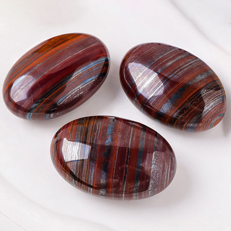 Red Iron Tiger Eye Palm Stone - Ignite Courage, Balance Emotions & Unleash Creativity