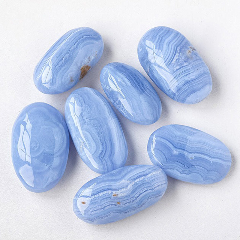 Blue Lace Agate Palm Stone - Emotional Soothing, Healing & Spiritual Upliftment