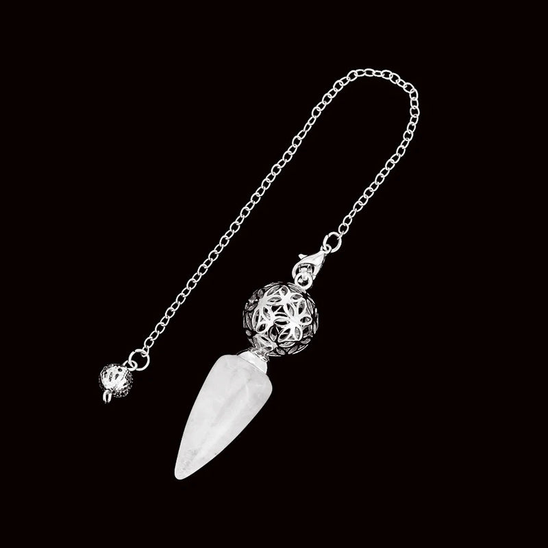 Natural crystal pendulum - bullet-shaped design, hollow circle, special for witch magic