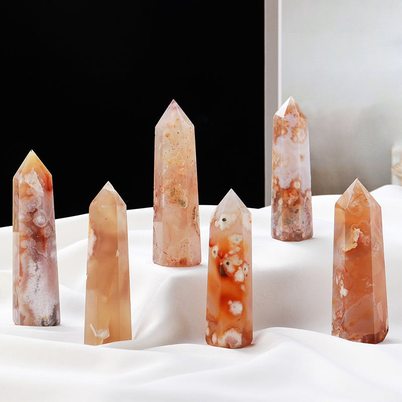 Cherry Blossom Agate Tower - Embrace Friendliness, Love and Balance