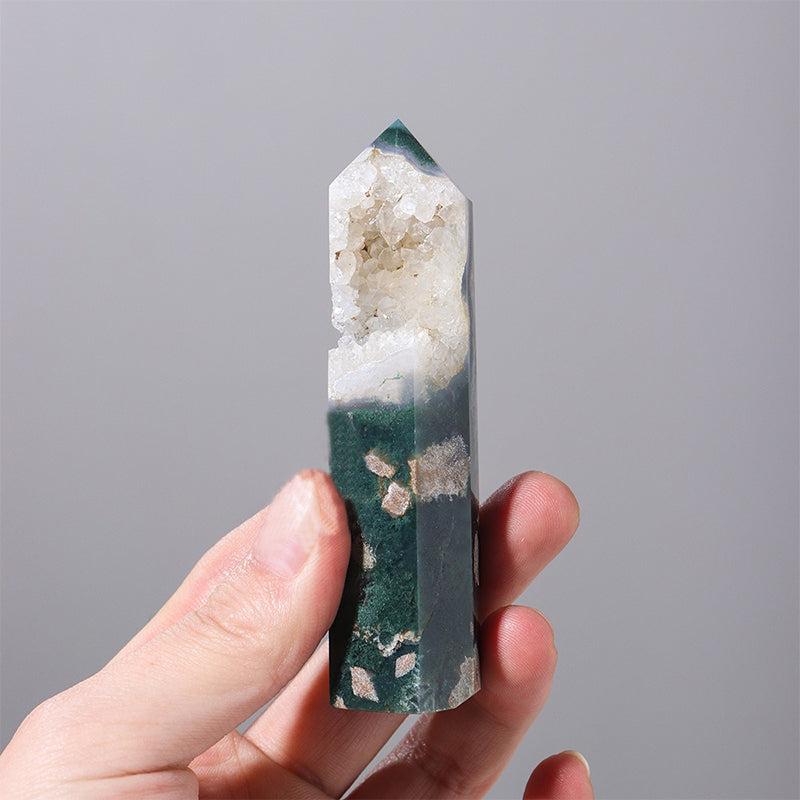 Moss Agate Tower - Enhance Intuition, Promote Peace of Mind, Increase Energy