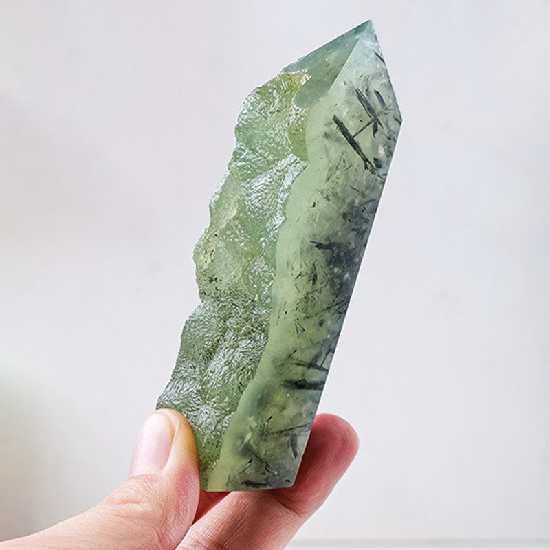 Prehnite Tower - Lucky and Protective Gemstone for Peace and Balance