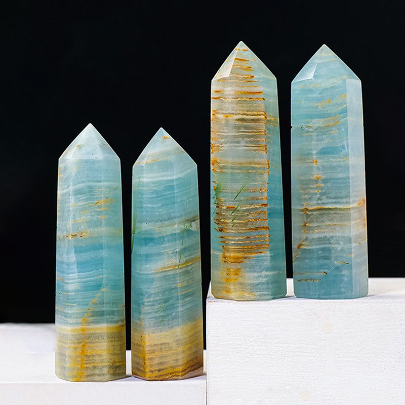 Lemurian Aquatine Calcite Tower - Boost Inner Energy & Promote Spiritual Growth